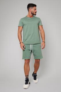 Set Tricou Barbati Asymetric si Pantalon scurt Olive