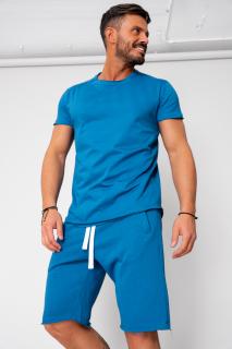 Set Tricou Barbati Asymetric si Pantalon scurt Peacock Blue