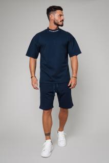 Set Tricou Barbati Turtle Neck si Pantalon scurt Navy