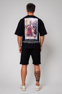 Set Tricou Lion imprimat si Pantalon scurt Black