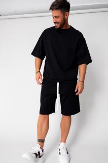 Set tricou oversized si pantalon scurt Black