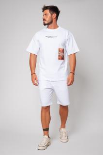 Set Tricou Wish imprimat si Pantalon scurt White