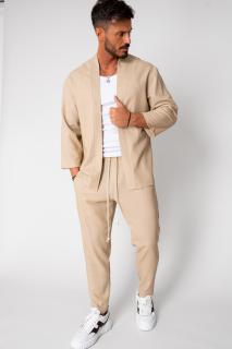 Set Tulum Jacheta tip kimono si pantalon lung Beige