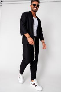 Set Tulum Jacheta tip kimono si pantalon lung Black