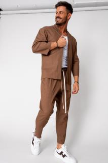 Set Tulum Jacheta tip kimono si pantalon lung Brown