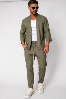Set Tulum Jacheta tip kimono si pantalon lung Kaki