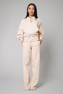 Set Volla bluza cu fermoar si pantalon lung Light Beige