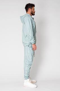 Set Windbreaker Jacheta cu fermoar si pantalon lung din fas Light Olive