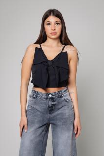 Top cu bretele Black