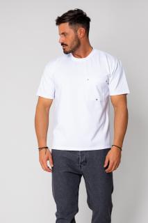 Tricou cu buzunar si capse White