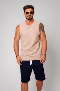 Tricou fara maneci Beige