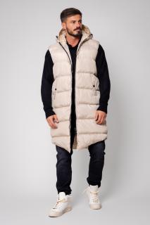 Vesta lunga cu fermoar Beige