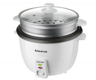 Aparat de gatit cu aburi Aparat de gatit orez Taurus Rice Chef, 700W, capacitate 1.8l, functie gatire la abur, Alb