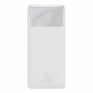 Baterie externa Baseus Bipow Digital Display, 20.000 mAh, 20W, 2x USB-A, 1x USB-C PD, cablu USB-A la microUSB inclus Alb