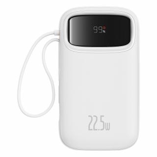 Baterie externa Baseus Qpow2, 10.000 mAh, cablu dual USB-C si Lightning incorporat, Incarcare rapida, 22.5W, Digital Display Albastru