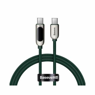 Cablu Baseus Display, USB-C la USB-C, 100W, Fast Charging, 1m, Verde
