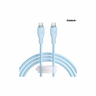 Cablu Baseus Pudding Series, 100W, USB-C la USB-C, Fast Charging, 1.2 metri Albastru deschis
