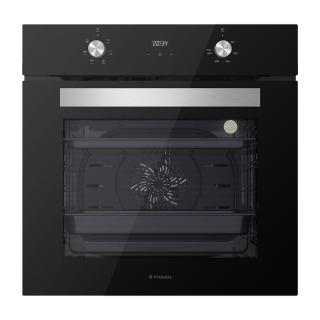 Cuptor electric Pyramis 60IN 8020 Black S2, 6 functii, clasa A, volum 72 litri, control mecanic, timer digital, finisaj sticla neagra