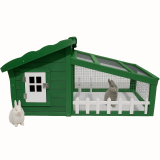 Cusca pentru iepuri si gaini, BUNTZ, 142.5 x 60 x 53 cm, Lemn   Metal, Verde   Alb