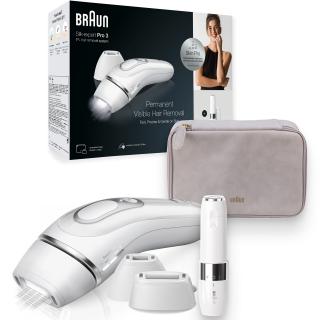 Epilator IPL Braun Silk-expert PRO 3 PL3139 Senzor automat  continuu Skin pro, 300.000 impulsuri, 3 niveluri de intensitate, 100 de impulsuri pe minut, cap de precizie, Trusa de voiaj, Aparat de ras