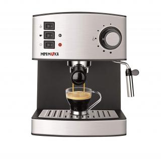 Espressor cafea Minimoka Taurus, 850 W, 1.6 l, 15 bar, 32 x 32 x 26 cm, accesorii incluse, Negru Argintiu