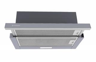 Hota telescopica Pyramis Turbo MDT SL Full Grey Glass, putere de absorbtie 573mc h, 1 motor turbo, 60cm, finisaj metal si sticla