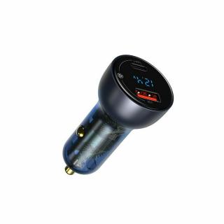 Incarcator auto Baseus Particular Digital Display, USB-C, USB-A, QC+PPS, Dual, 65W Gri