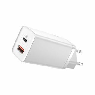 Incarcator retea Baseus GaN2 Lite, 65W, USB-C, USB, Quick Charge 3.0 Alb