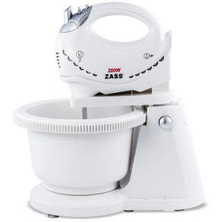 Mixer cu bol Zass ZHM 05BB, 200W, 5 viteze, functie Turbo, tocator, bol rotativ