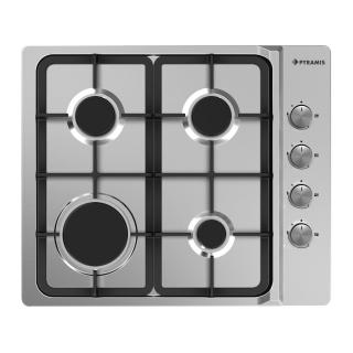 Plita gaz Pyramis 60PG 620, dimensiune 59x50cm, 4 arzatoare, gratare fonta, butoane laterale, finisaj inox