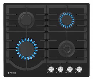 Plita gaz Pyramis 60PG 6501 Black Glass si Fonta