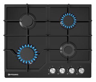 Plita gaz Pyramis 60PG 6601 Black Glass si Fonta
