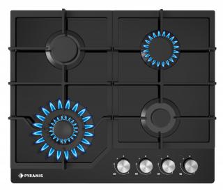 Plita gaz Pyramis 60PG 6611 Black Glass, Wok si Fonta