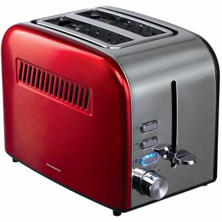 Prajitor de paine Heinner HTP-850RDIX, 850 W, 7 nivele de rumenire, 3 functii, Rosu Inox