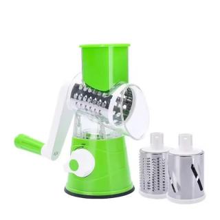 Razatoare multifunctionala pentru legume, fructe, cu maner rotativ, 3 lame interschimbabile, verde