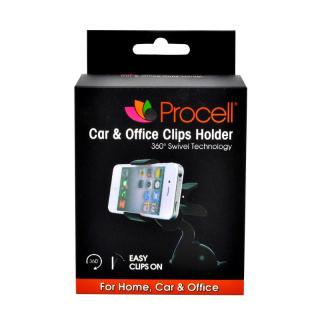 Suport auto Procell Clips 360 pentru telefoane si tablete, Negru