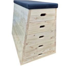 Lada gimnastica scolara, 5 module trapezoidala, lemn masiv