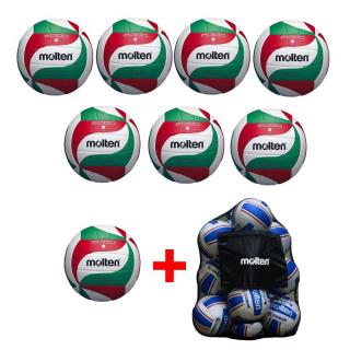 Pachet 8 Mingi Volei Molten V5M2000 + Geanta Transport Molten SPB