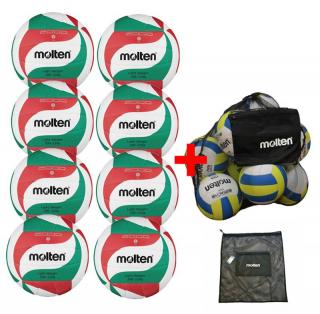 Pachet 8 mingi volei Molten V5M2000-L, LIGHT, usoara cu sac transport