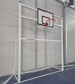 Poarta fotbal   handbal 3x2 m aluminiu cu panou baschet fibra sticla 120x90 cm si inel cu plasa