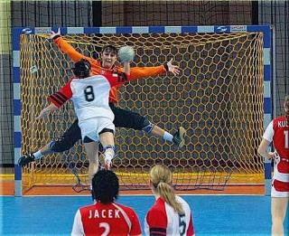 Set 2 plase porti handbal Huck 3x2 m WM,  fir 5 mm fara nod, culoare albastra