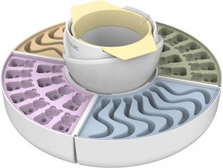 Aparat 2 in 1 Cecotec FunSugar Gummy preparat jeleuri si fondue ciocolata, 40 W, 4 matrite silicon, 4 tavi