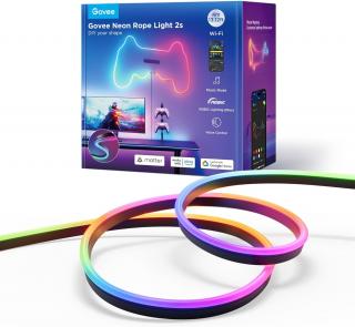 Banda LED Govee Neon Rope 2 H61D4-B RGBIC, Inteligenta, 4m, Sincronizare Muzica, Matter, Wifi, Alexa, Google Asistant -negru