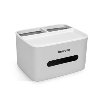 Bewello - Suport-dozator pentru batiste si servetele de hartie - alb - 205 x 160 x 120 mm