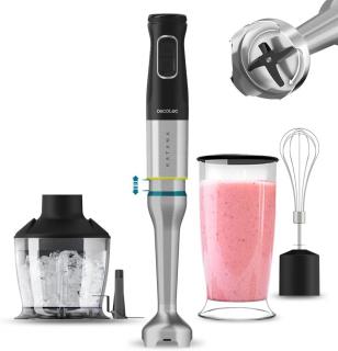 Blender de mana Cecotec Katana 12 Chop B, 1200 W,  21 de viteze plus turbo, Lame cu titan, Accesorii incluse