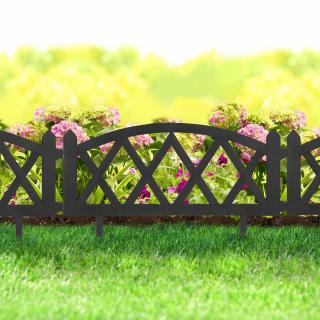 Bordura ornamentala pentru ronduri de flori   gard - extensibil, 59,5 x 24 cm - Negru