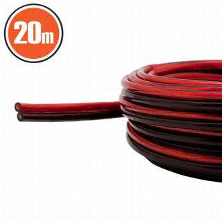 Cablu litat difuzor cu izolatie transparenta rosu negru- 2x1,00mm  ², lungime 20m