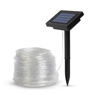 Cablu luminos cu micro LED alimentat solar - 4,9 m - alb cald