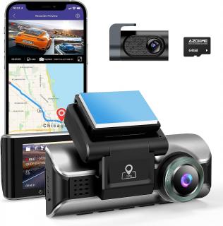 Camera auto DVR AZDOME M550Pro, Dubla, 4K, WiFi, GPS ,5GHz, WDR, G-Sensor, Mod parcare, Card 64Gb inclus