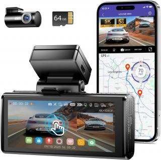 Camera auto DVR AZDOME M580-2CH, Dubla, 5K, WiFi, GPS , WDR, G-Sensor, Mod parcare, Card 64Gb